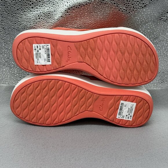 Womens Clarks Sandals Arla Belle Coral Cloudsteppers Wedge Slingback Sz 8.5M - Picture 5 of 10